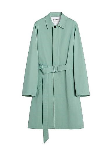 Классическое хлопковое пальто Lanvin с невидимой застежкой и поясом для подчеркивания фигуры 11011246