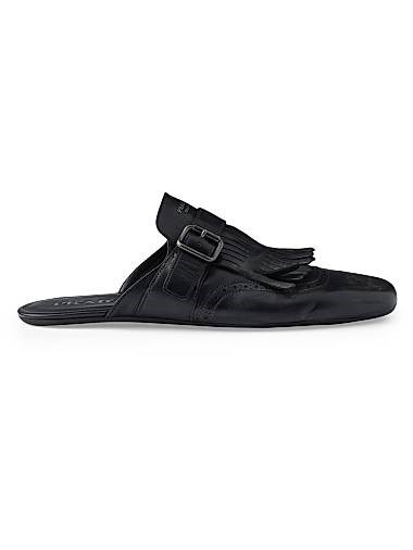 Мюли Prada Shuffle из состаренной перфорированной кожи с легкой резиновой подошвой 11013686