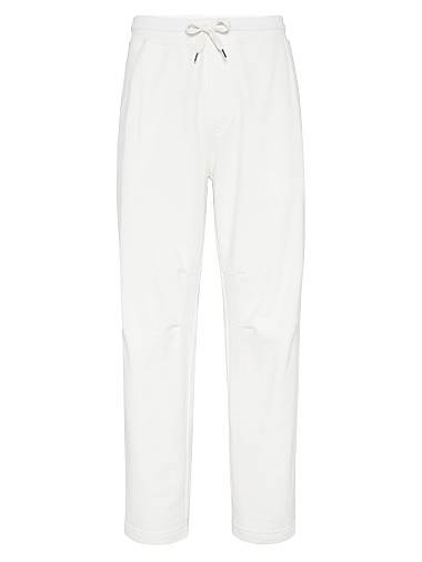 Brunello Cucinelli Штаны из технокоттона с ребристым поясом и карманами, 95% хлопок, Италия 11015685