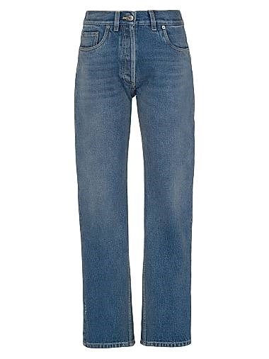 Прямые джинсы Prada из стирного денима с пятью карманами и низкой талией, размер 25 11020687