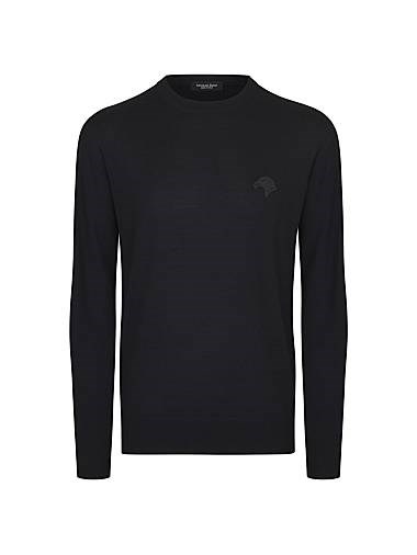 Свитер с круглым вырезом Stefano Ricci, 100% шерсть, вышивка орла, классический крой, сделано в Италии 11026029