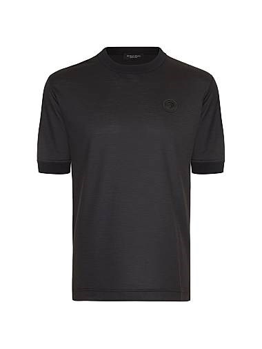 Футболка с круглым вырезом из чистой шерсти с логотипом и фактурной отделкой Stefano Ricci, 100% шерсть 11026057