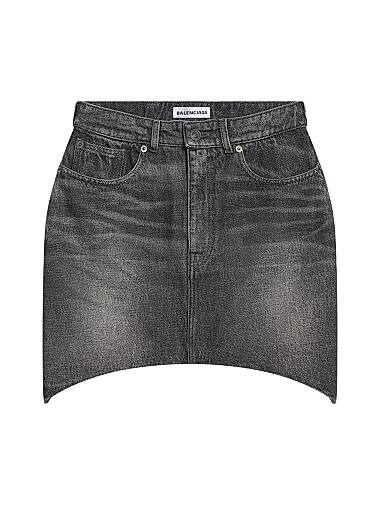 Юбка с завышенной талией Balenciaga из светлого денима в стиле песочных часов с пятью карманами 11029323