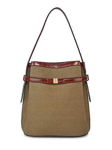 Toteme Сумка-бакет из ткани и кожи с поясным ремнем, размер 27 ? 30 ? 15 см, с регулируемым ремешком 11020196