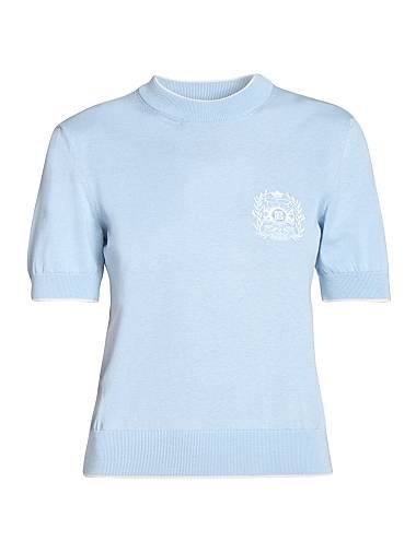 Шелковый и хлопковый свитер с логотипом и короткими рукавами Balmain, Италия 11012653