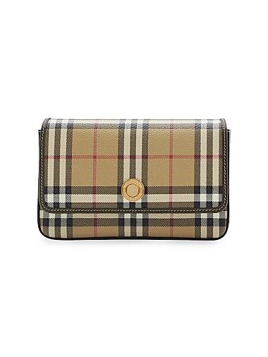 Burberry Текстильная сумка через плечо Hampshire с регулируемым ремешком и кожаной отделкой 11019039