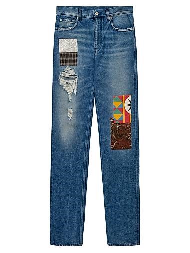 Джинсы LOEWE x Paula',s Ibiza с прямыми штанинами и пэчворк-дизайном, 89.11% хлопка, произведено в Италии 11010192