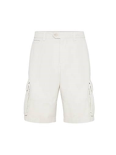 Brunello Cucinelli Бермудские шорты из плотного хлопкового габардина с карманами, 100% хлопок, произведено в Италии 11013948
