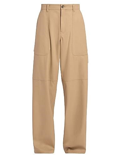 Широкие карго-брюки Loewe из хлопкового смесового материала с накладными карманами и молнией 11024594