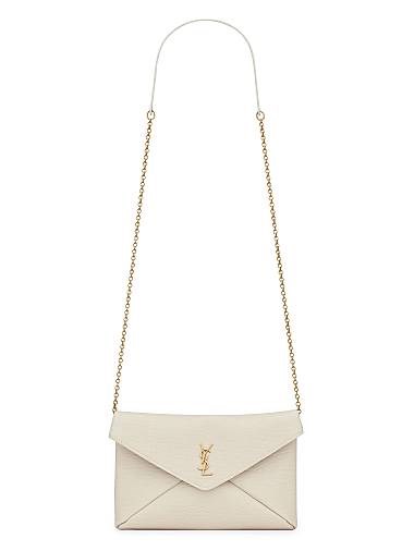 Saint Laurent Сумка-клатч из мягкой ягнячьей кожи с оригинальным декором и съемным ремешком 11029266