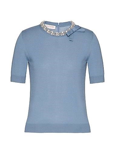 Вязаный свитер Valentino Garavani с вышивкой и скрытой застежкой, 100% шерсть, производство Италия 11009373