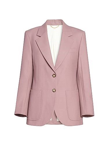 Однобортная хлопковая куртка в стиле твил с карманами, длинными рукавами и структурированным силуэтом от Victoria Beckham 11011316