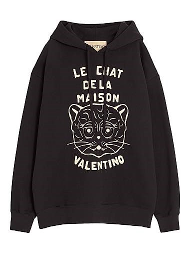 Худи из хлопка с нашивкой Chat de la Maison от Valentino Garavani, свободный крой, 100% хлопок 11012467