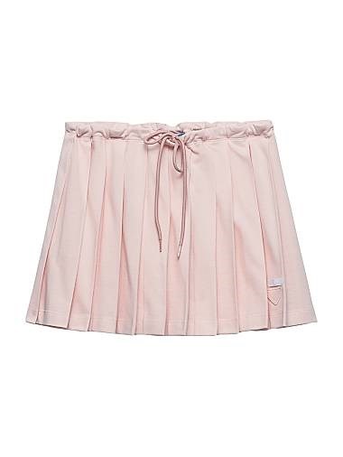 Мини-юбка Prada из пике со складками, с логотипом и современным дизайном, 100% хлопок 11015896