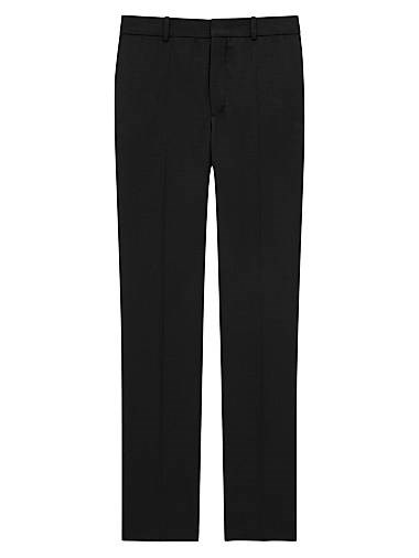 Шерстяные габардиновые брюки Saint Laurent с высокой талией, прямым кроем штанин и карманами, Италия 11016353