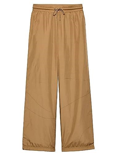 Лёгкие брюки Prada из переработанного нейлона с эластичным поясом и широкими штанинами 11020723