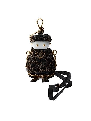 Prada Кармашек для сумки из мягкой шерсти с логотипом, съемным ремешком и металлическим крючком 11025739