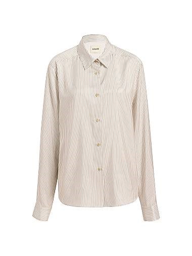 Роскошная шелковая полосатая рубашка Khaite Argo с оверсайз силуэтом и длинными рукавами 11009918