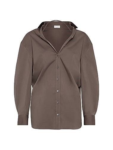 Классическая рубашка из стрейчевого хлопка с воротником и съёмными бретелями от Brunello Cucinelli 11014170