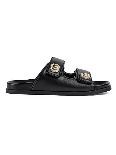 Женские кожаные сандалии Marmont от Gucci с регулируемыми ремешками и логотипом GG 11024486