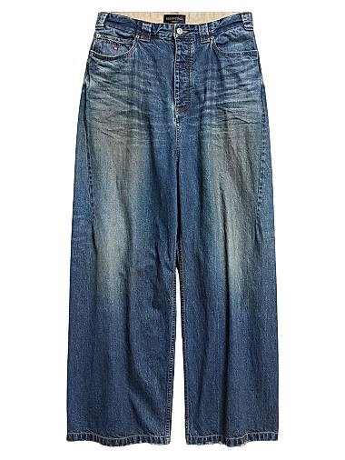 Багги-джинсы из японского хлопкового денима Balenciaga с эффектом делаве и вышивкой Unity Sport 11008664