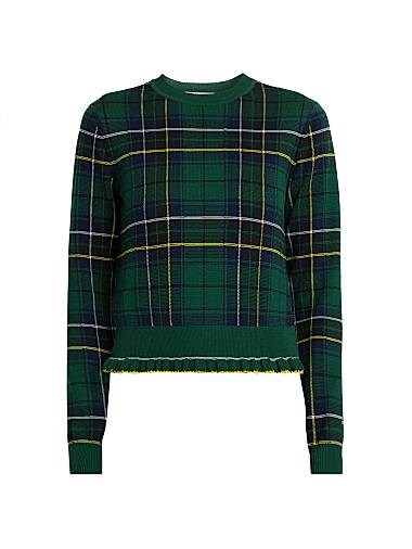 Клетчатый шерстяной лонгслив-свитер McQueen из 100% шерсти, сделано в Италии 11011469