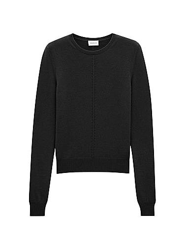 Кашемировый свитер Saint Laurent с открытыми деталями, 100% кашемир, рифлёные края, Италия 11021120