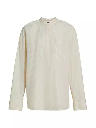 Хлопковая полосатая блуза с воротником-стойкой и длинными рукавами Pavi от LOULOU DE SAISON 11025261