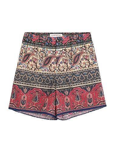 Шорты-бермуды Valentino Garavani из хлопкового муслина с принтом Voyage Imaginaire и отделкой на поясе 11011183