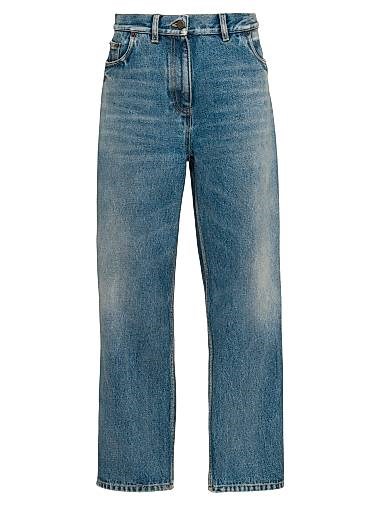 Джинсы Prada из выгоревшего денима с низкой посадкой, пятью карманами, размер 25 11011539