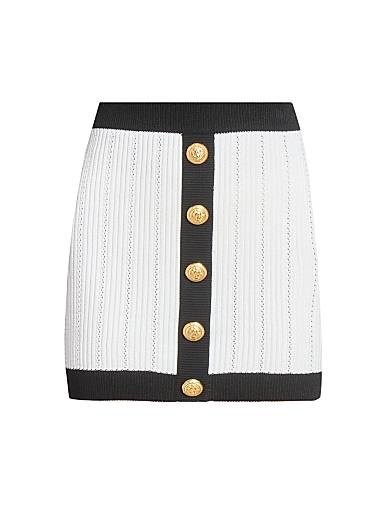 Минимальная вязаная юбка Balmain с бандированным поясом и золотыми декоративными пуговицами, Италия 11012602