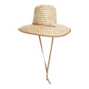 Lele Sadoughi Стильная и легкая шляпа из соломы с клетчатым узором, украшенная кожаной отделкой и золотой фурнитурой 10042352