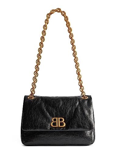 Balenciaga Компактная сумка Monaco из телячьей кожи с цепочным ремешком и магнитной застежкой, 25 x 22 x 12 см 11028737