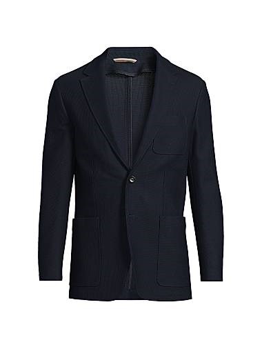 Текстурированный шерстяной жакет Canali с лацканами и боковыми карманами, произведенный в Италии 11023015