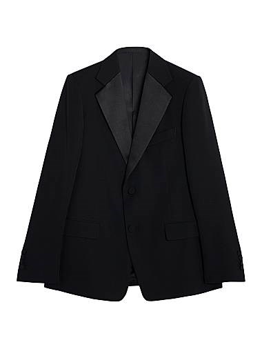 Классический пиджак из 100% шерсти от Lanvin с одинарными карманами и атласными лацканами 11023613