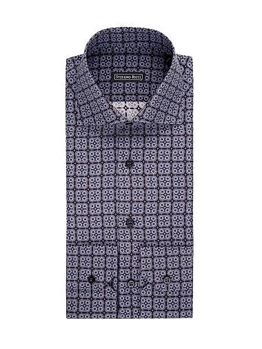 Шелковая рубашка Salerno от Stefano Ricci с принтом и воротником cutaway, 100% шелк, комфортная посадка 11012882