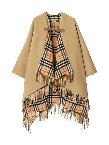 Кейп Burberry из итальянской шерсти с открытым воротником и кожаными деталями, ручная работа, произведено в Италии 11019613