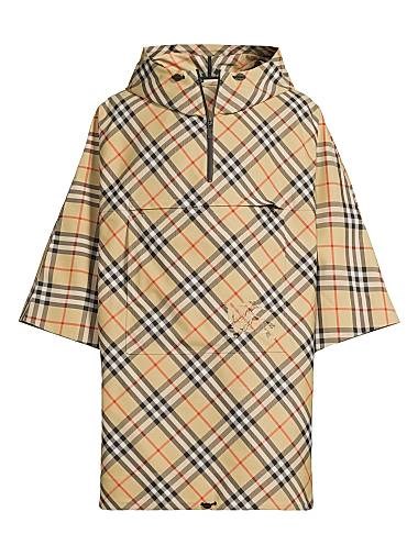 Плащ с капюшоном EKD Check от Burberry из полиэстера с фурнитурой и фирменной клеткой, Италия 11025806