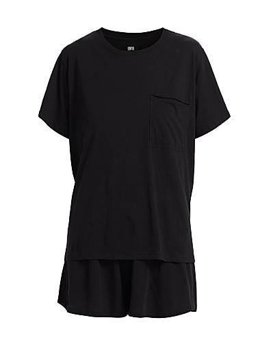 Короткий пижамный комплект из хлопка Пима от Lunya: футболка с карманом и шорты на резинке 11027988