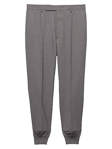 Укороченные флисовые брюки Prada с карманами и трикотажными манжетами 11013767