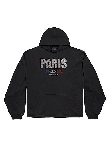 Худи Balenciaga с элементами из перьев страуса Paris, укороченная модель, унисекс, 100% хлопок 11028700