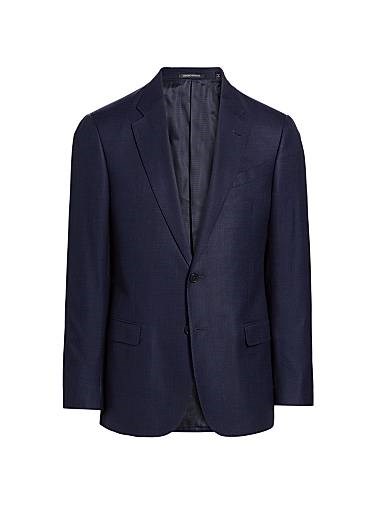 Однобортный пиджак с лацканами Emporio Armani из 82% вискозы и 18% шелка 11017558