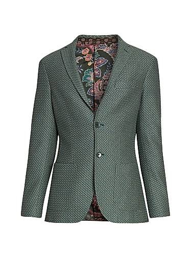 Спортивный пиджак из хлопкового джерси Etro с микроцветочным узором и двумя пуговицами, Италия 11008918