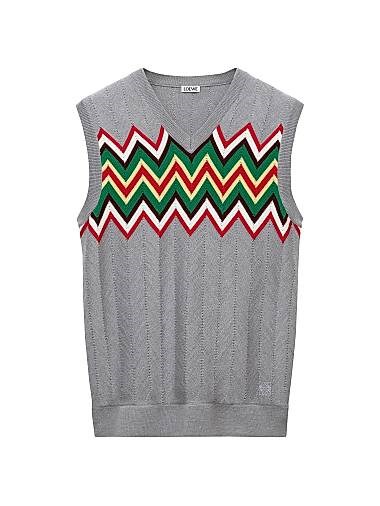 Яркий зигзагообразный V-образный свитер Loewe без рукавов из стретчевой шерсти 11024598