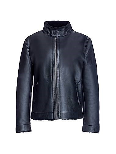 Мужская шуба Maximilian из нубукового ягнёнка с прямым рукавом и воротником на пуговицах 11025449