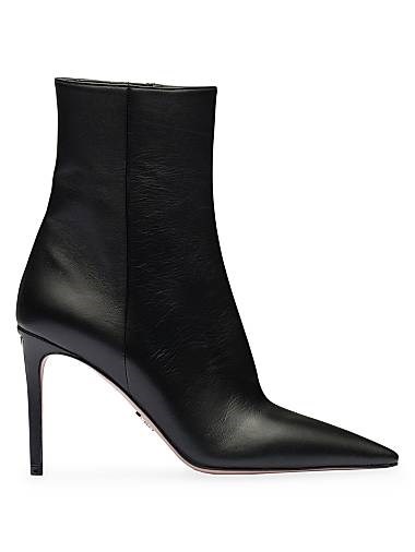Женские ботильоны Prada из мягкой наппы с острым носком и каблуком высотой 95 мм 11008296