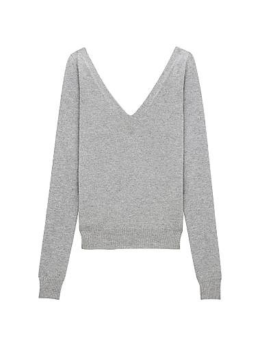 Кашемировый свитер Saint Laurent с V-образным вырезом и открытыми элементами, 100% кашемир, производство в Италии 11021127