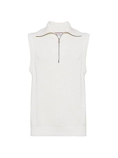 Свитер-майка из хлопка Brunello Cucinelli с полувысокой стойкой и молнией, 100% хлопок, Италия 11028530