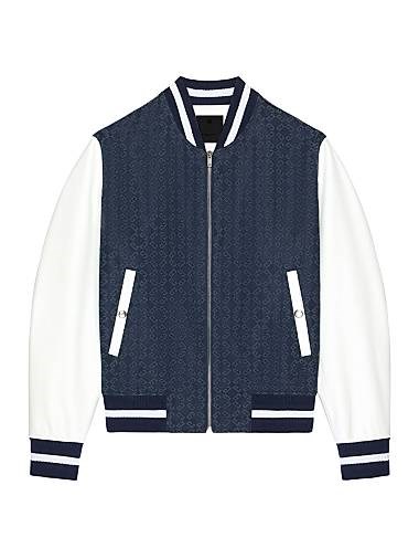 Молодежная джинсовая куртка Varsity с монограммой 72 и кожаными вставками с контрастными полосами, Givenchy 11026906