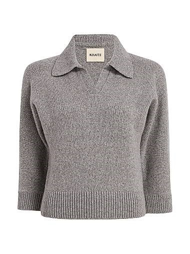 Кашемировый свитер Herve Khaite с открытым воротом и рукавами 3/4, произведённый в Италии 11010072